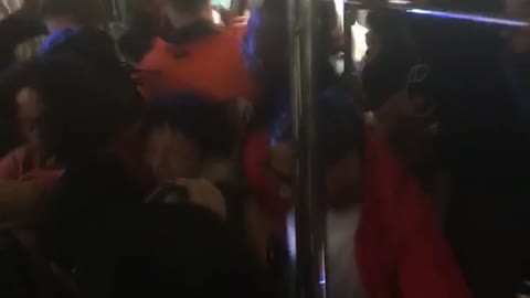 Mosh pit party subway train