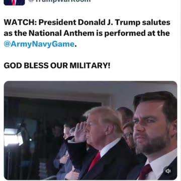 President Trump Saluting as the National Anthem is Played at the @ArmyNavyGame