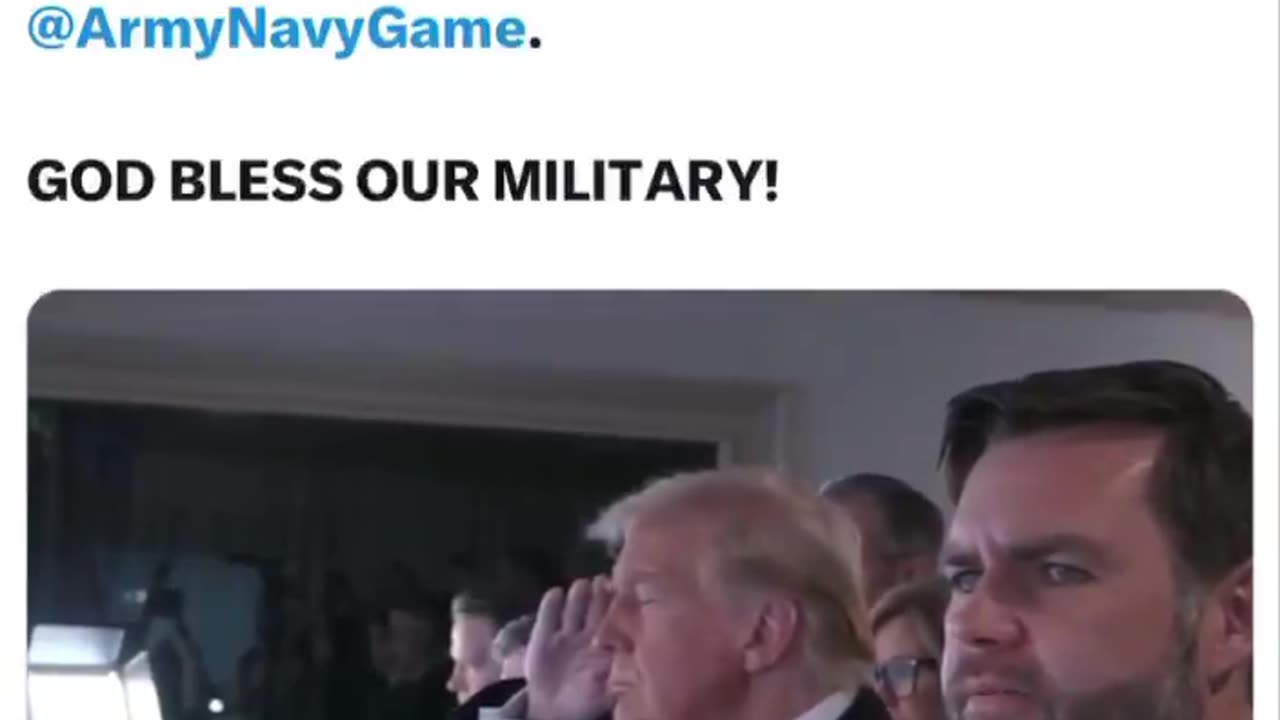 President Trump Saluting as the National Anthem is Played at the @ArmyNavyGame