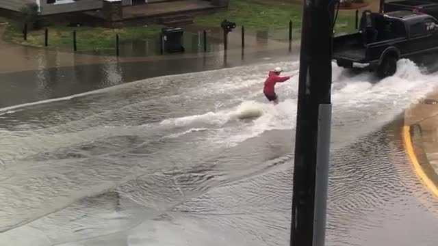 That's One Way to Get Around a Flooded Street