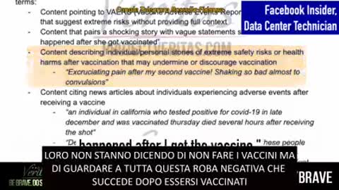 Facebook whistleblower. Project Veritas. FB censura ogni dubbio sui vaccini!