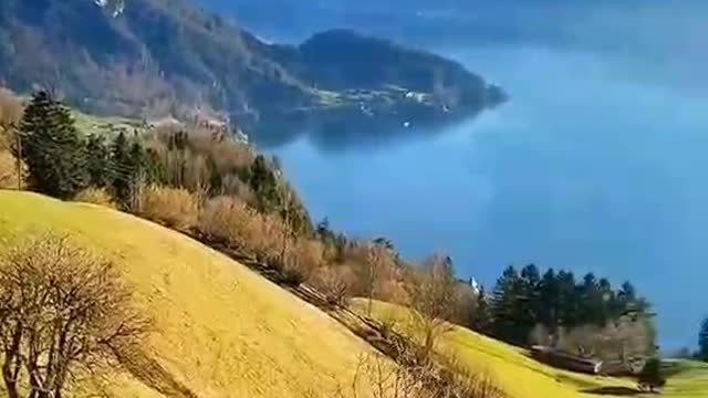 Snow mountain scenery grassland