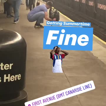 Man squats sitting still holding backpack in the middle of subway station