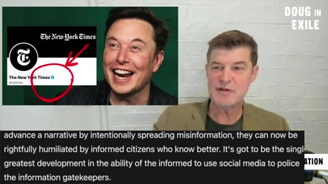 Doug In Exile-New York Times Gets Gold Badge Removal On Elon Musk's X - Too Much Misinformation