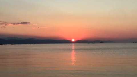 Beautiful sunrise on the Crimea beach.