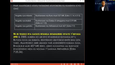 Daniyeli 9[B]: IGIHE CYA GIHANUZI CYAHARIWE ISHYANGA RY'ABAYUDA