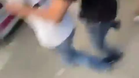 Immigrants beat a German boy who is waiting for the bus.