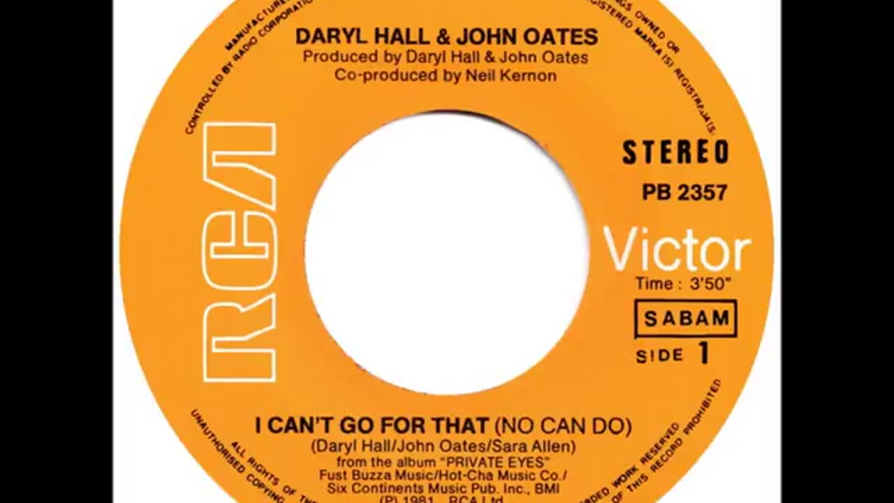 Hall & Oates : I cant go for that