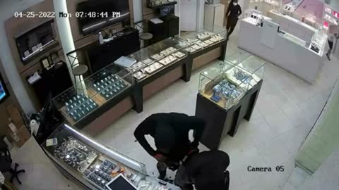 Shocking moment female thief pepper sprays Florida jewelry store worker in the face