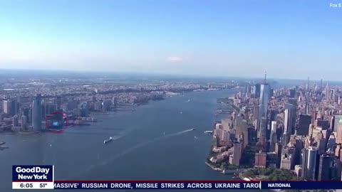 A mysterious orb-shaped object was seen over the Hudson River in New York City