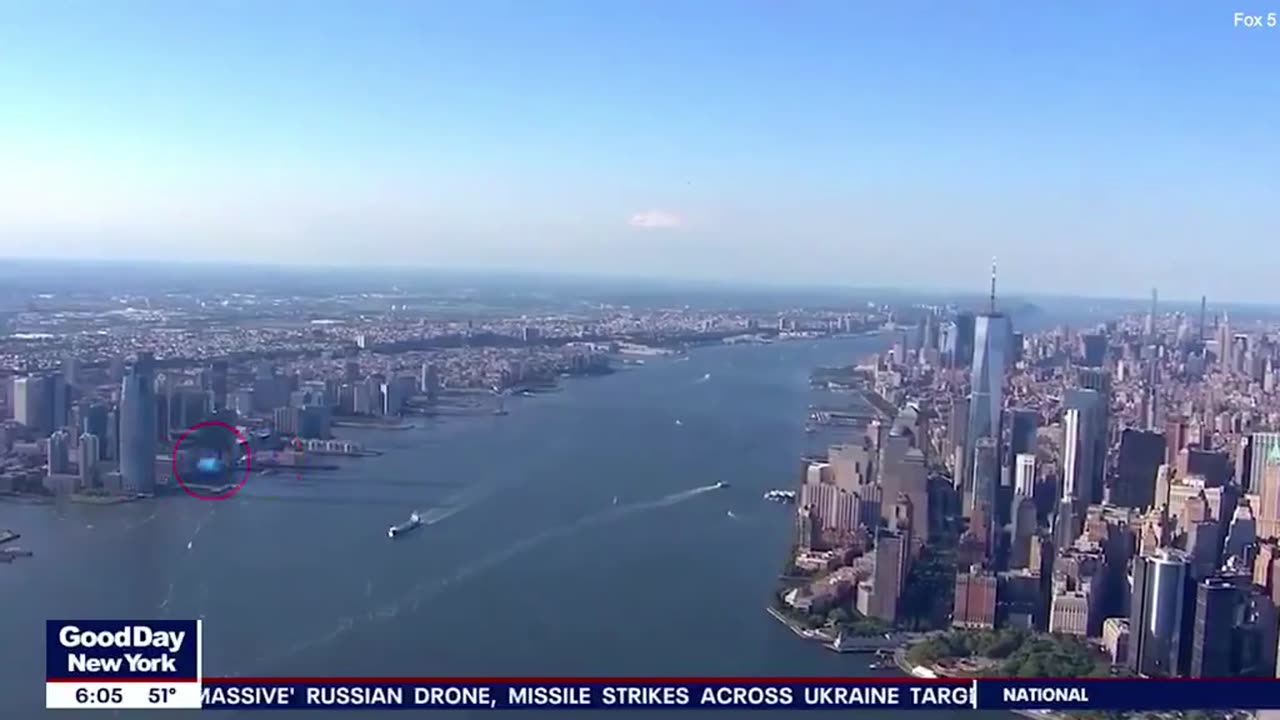 A mysterious orb-shaped object was seen over the Hudson River in New York City