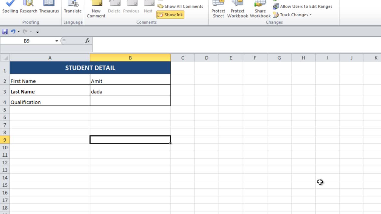 How to protect sheet with password in Excel