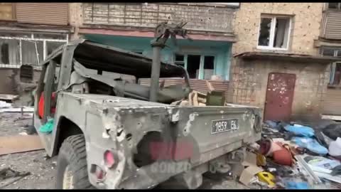 Destroyed in Mariupol hummer of the Marine Corps of the Armed Forces of Ukraine