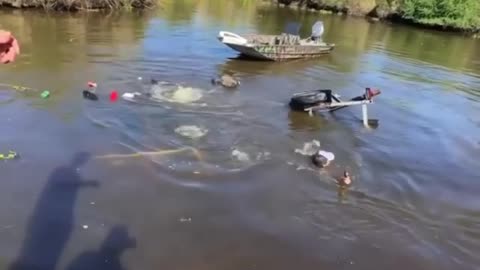 That's not how you're supposed to put the boat in the lake.