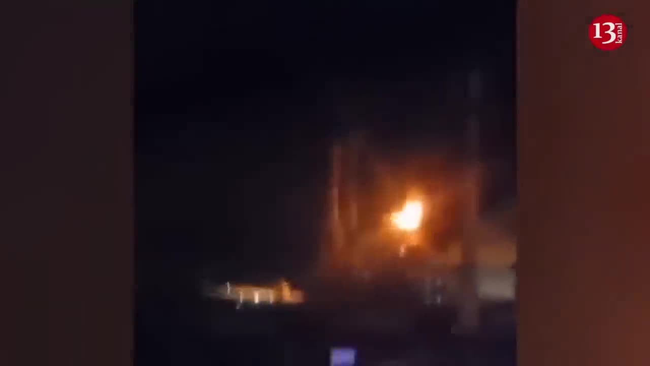 Image of a heavy fire at an oil base after an attack by Ukrainian drones in Belgorod