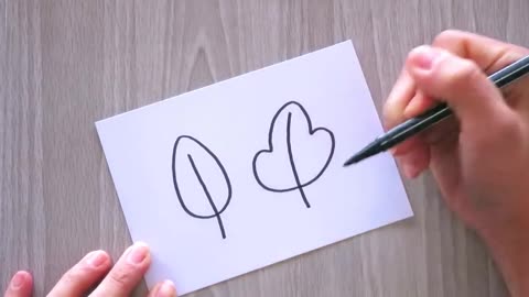 Draw Two Leaves With A Pen