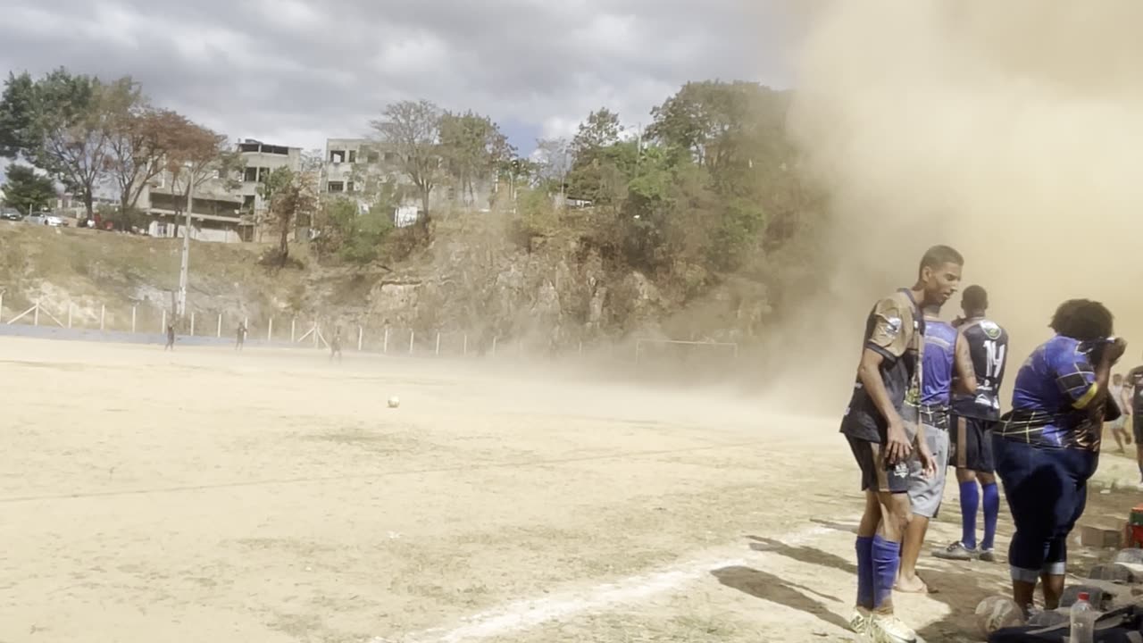 Football Match Interrupted By Whirlwind