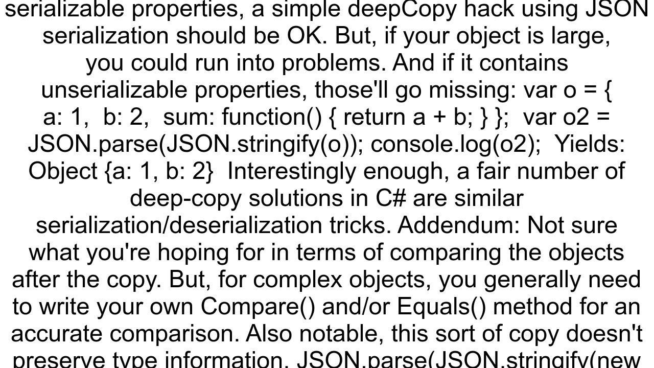 javascript deep copy using JSON