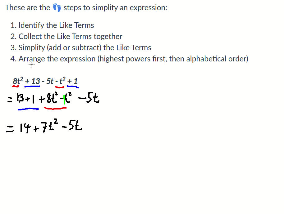 Steps to simplify an expression