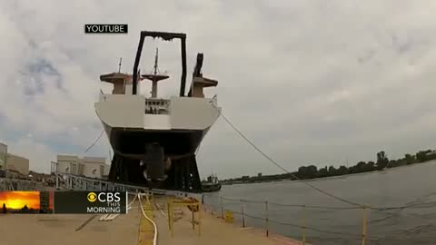 Ship launch goes horribly wrong