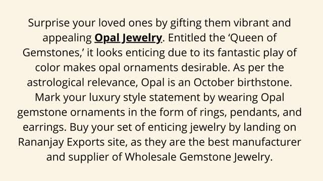 Latest Opal Jewelry Collection At Rananjay Exports