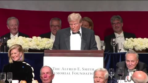 TRUMP BEING, TRUMP at the Al Smith Charity Dinner, Thursday night.