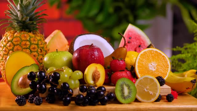 Fresh sliced fruit placed on a table