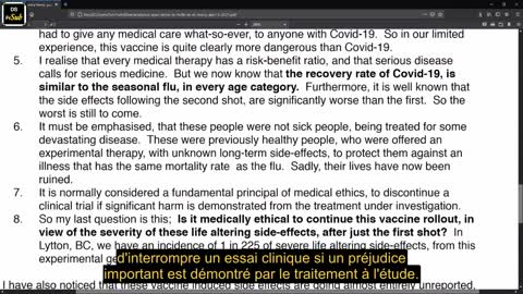 Dr Charles Hoffe Lettre ouverte sur les effets secondaires des vaccins et entretien - DS FRSUB