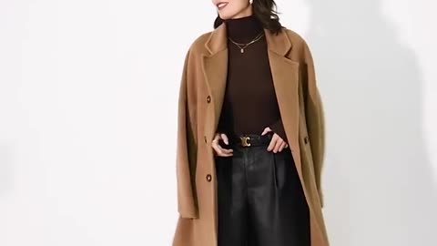 Camel hair winter coat for women 12226