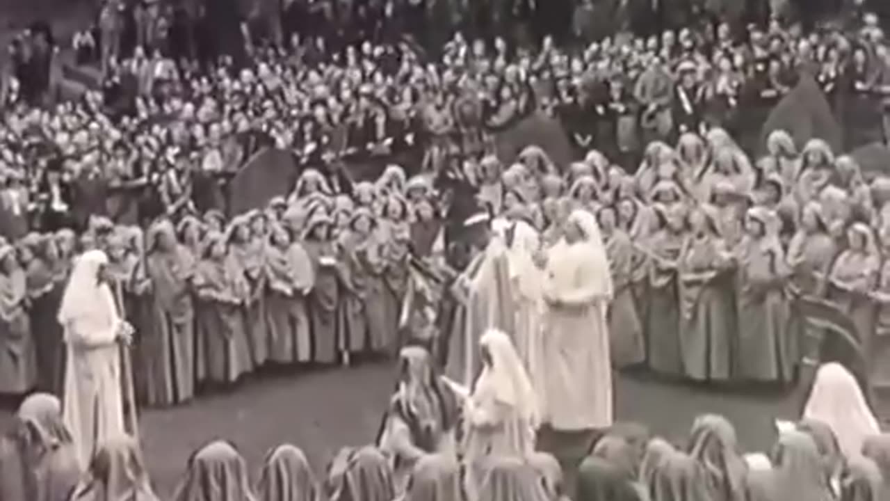 Princess Elizabeth in 1946 in some weird druid ritual before she became Queen Elizabeth II