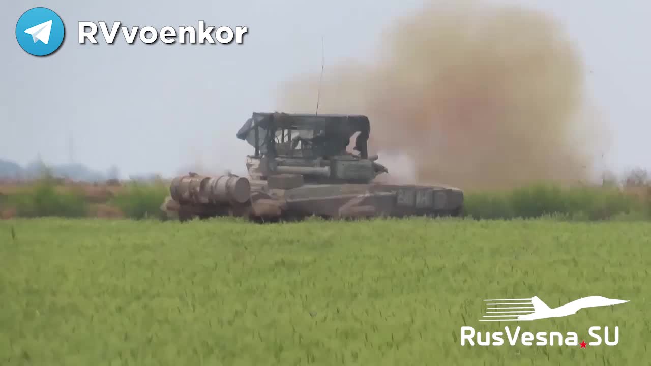 Ukraine War - Russian tanks during the offensive strike