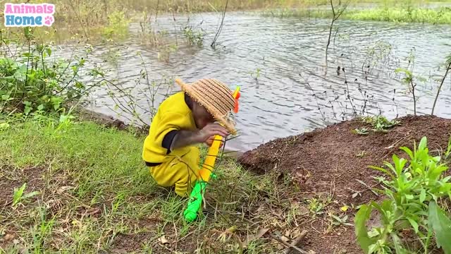 BiBi goes fishing to feed Ody cat