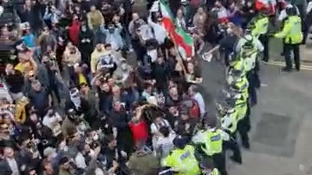 It's kicking off outside the Iranian embassy in London