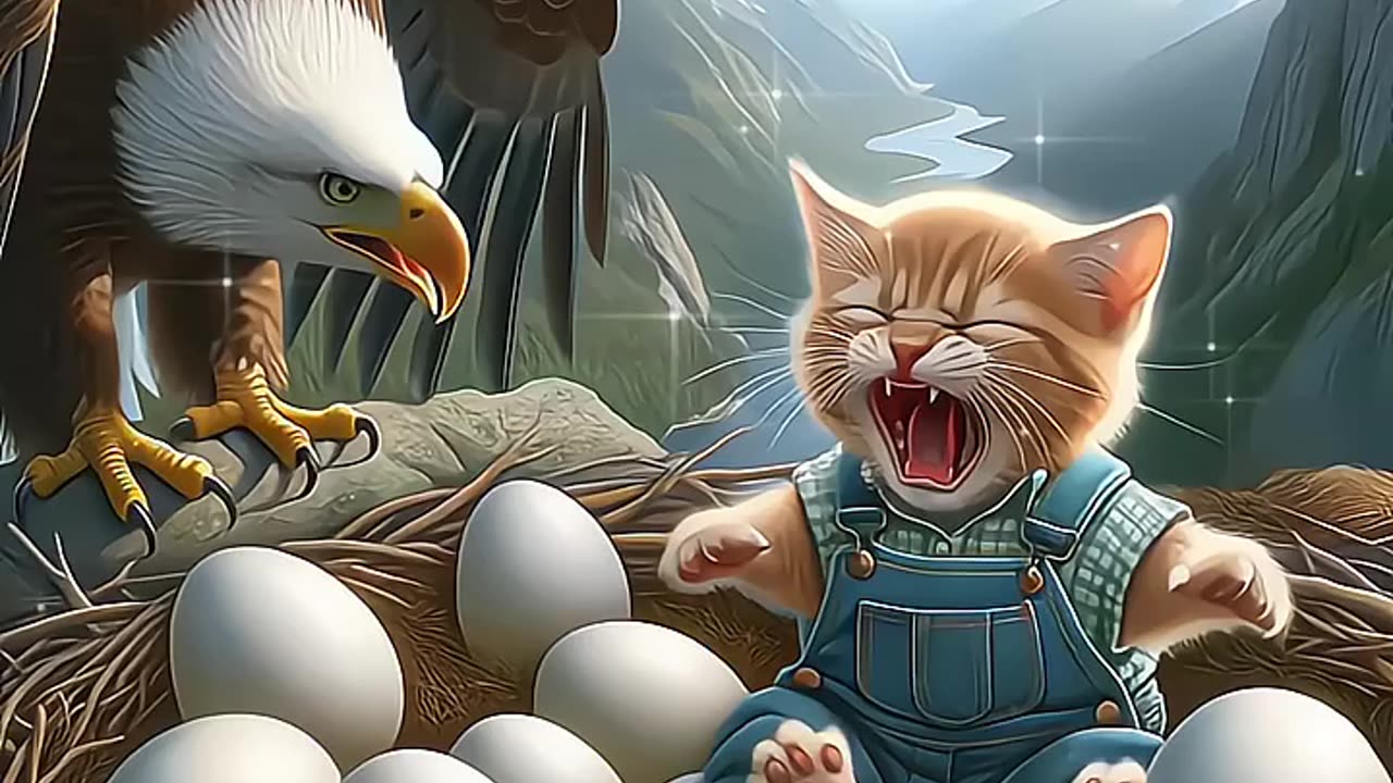 Daddy fight Eagle to save a kitten 🐈️ 👊 🦅