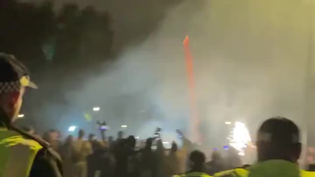 Clashes between police and the 'Million Mask March' protesters in Parliament Square, London