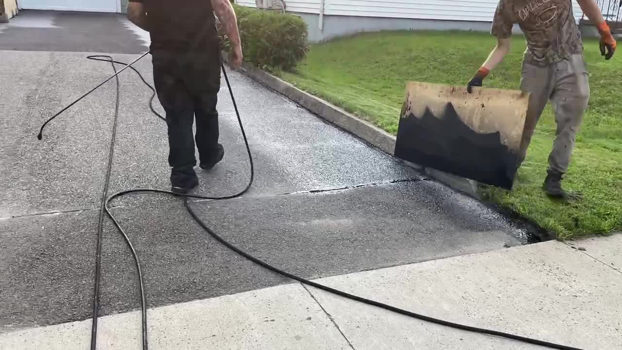 Professional Asphalt Spray Sealing: “The Big Patch Blend One” Top Coats Pavement Maintenance