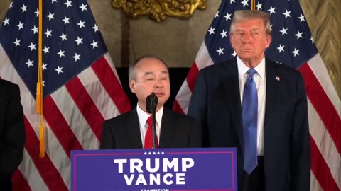 Softbank CEO Masayoshi Son speaks with President Trump after announcing a $100 billion investment in the US.