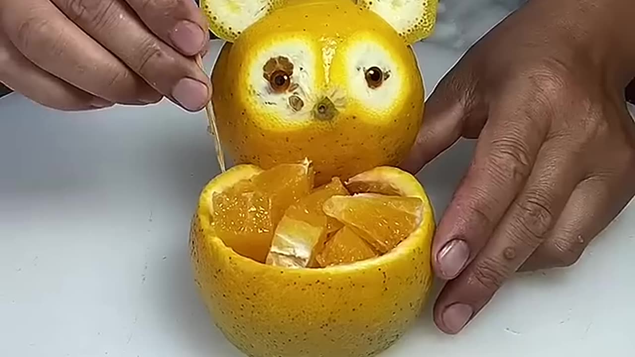 How To Make Taddy Bear 🐻 With Orange 🍊 #carvingart #creative #fruitcutting #carving