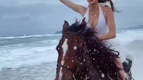 a girl riding a horse