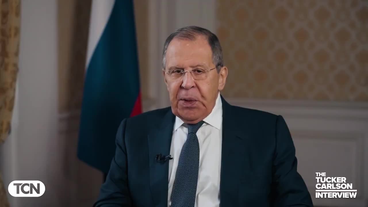 Tucker Carlsen interviewing Russia's Foreign Minister, Sergey Lavrov