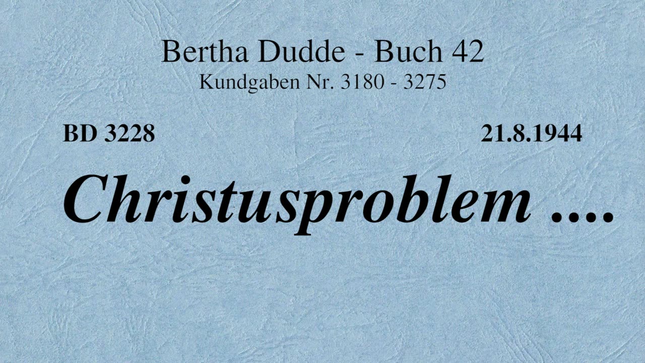 BD 3228 - CHRISTUSPROBLEM ....