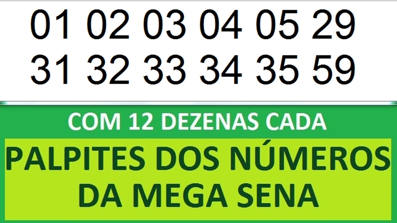 PALPITES DOS NÚMEROS DA MEGA SENA COM 12 DEZENAS pa pb pc pd pe pf pg ph pi pj pk pl