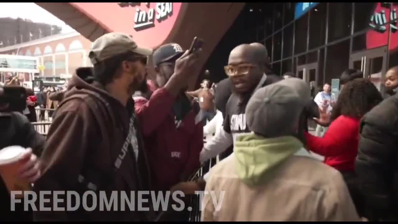 PROTEST break through barricades at Barclay Center in NYC "Let Kyrie play"