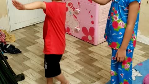 he is practicing dancing