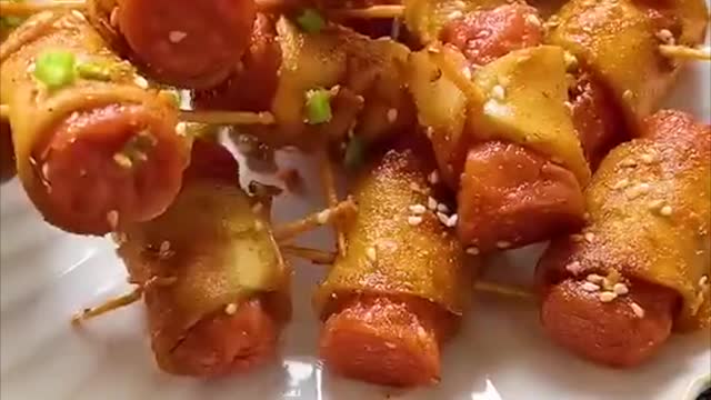 Fried ham skewers | Amazing short cooking video | Recipe and food hacks