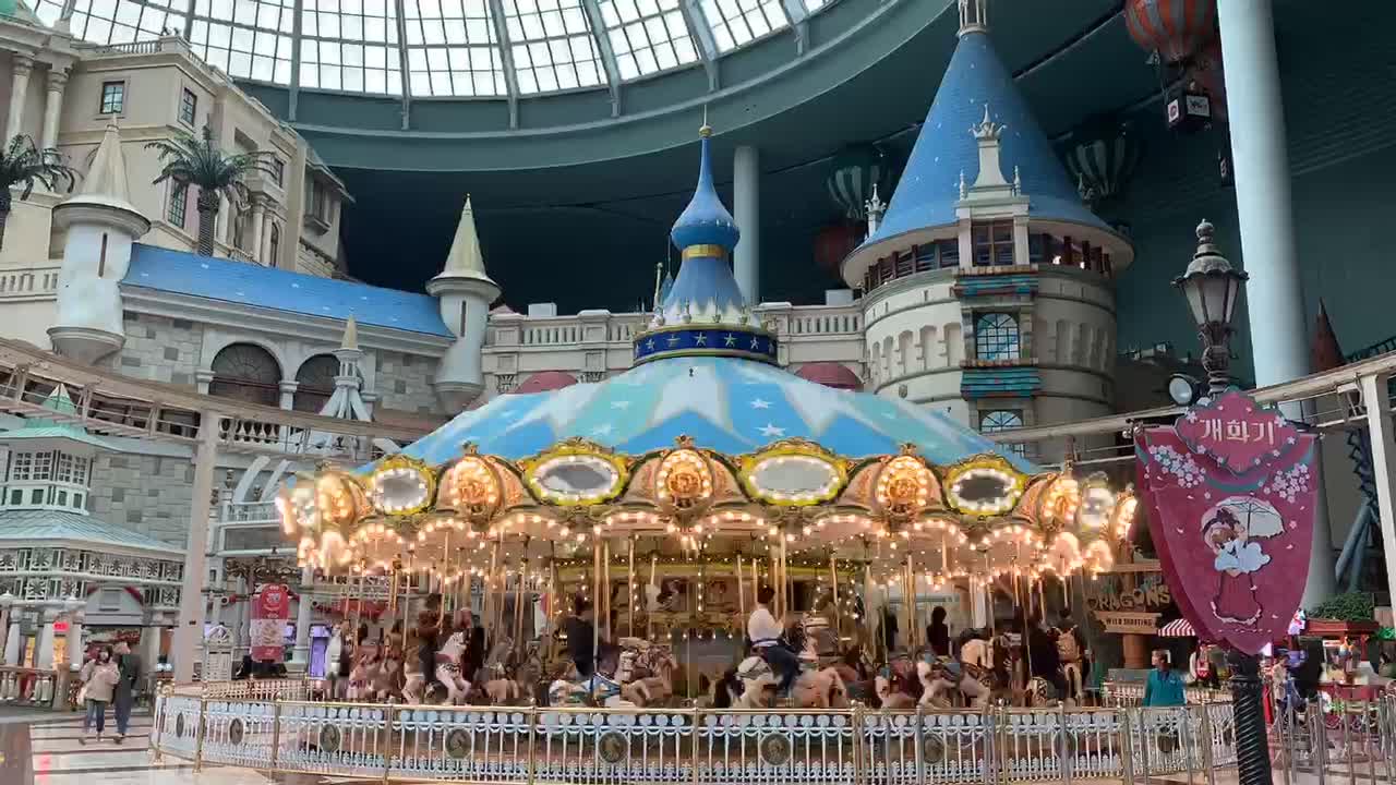 Time lapse merry-go-round amusement park