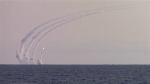 Russia's Cobra Launch Of Four Kalibr Cruise Missiles April 28, 2022