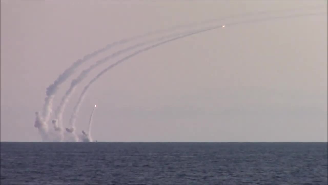Russia's Cobra Launch Of Four Kalibr Cruise Missiles April 28, 2022