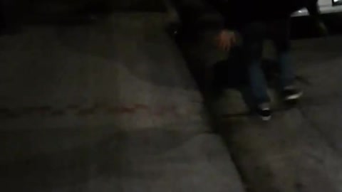 Guy black hoodie not walking straight