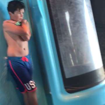 Scary drop/trap door water slide ridden for the first time